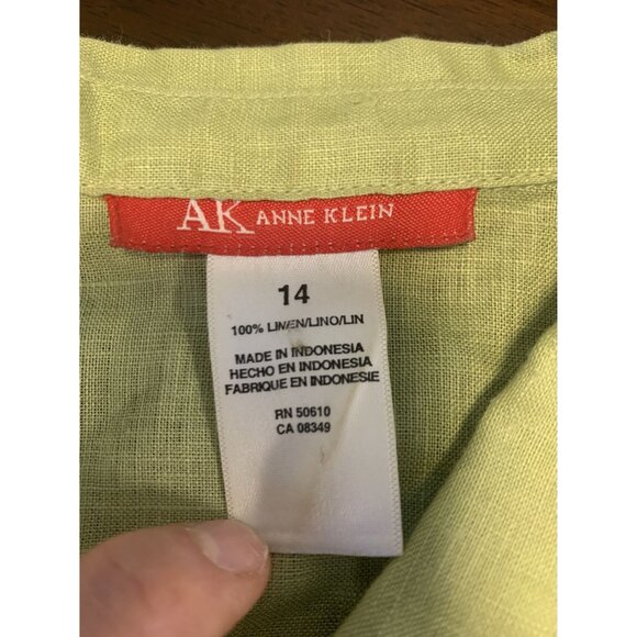 Anne Klein Linen Copped Button Up Blouse Size 14 - Picture 4 of 8